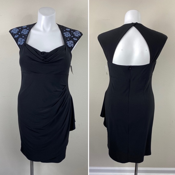 Dress Barn Dresses & Skirts - Dressbarn black embellished cap sleeve dress NWT